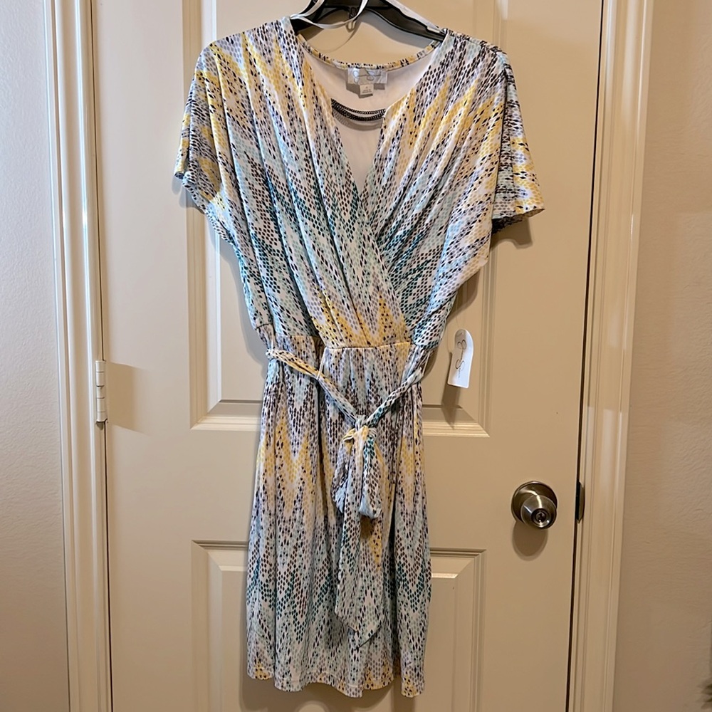 Jessica Simpson faux wrap embellished dress